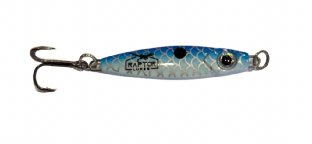 Raptor Jigging Spoon Chrome Blue1