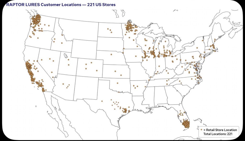 Raptor Lures Customer Locations